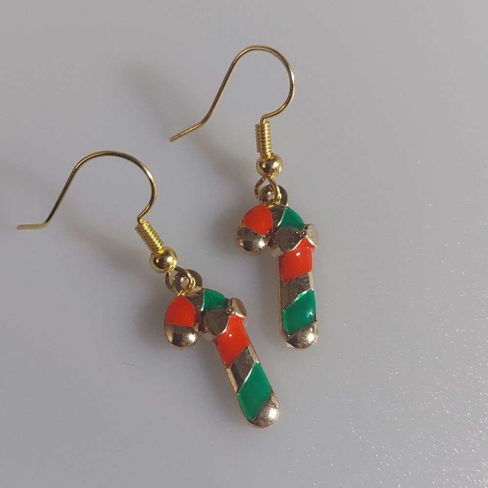 Christmas Cane Drop Earrings 
